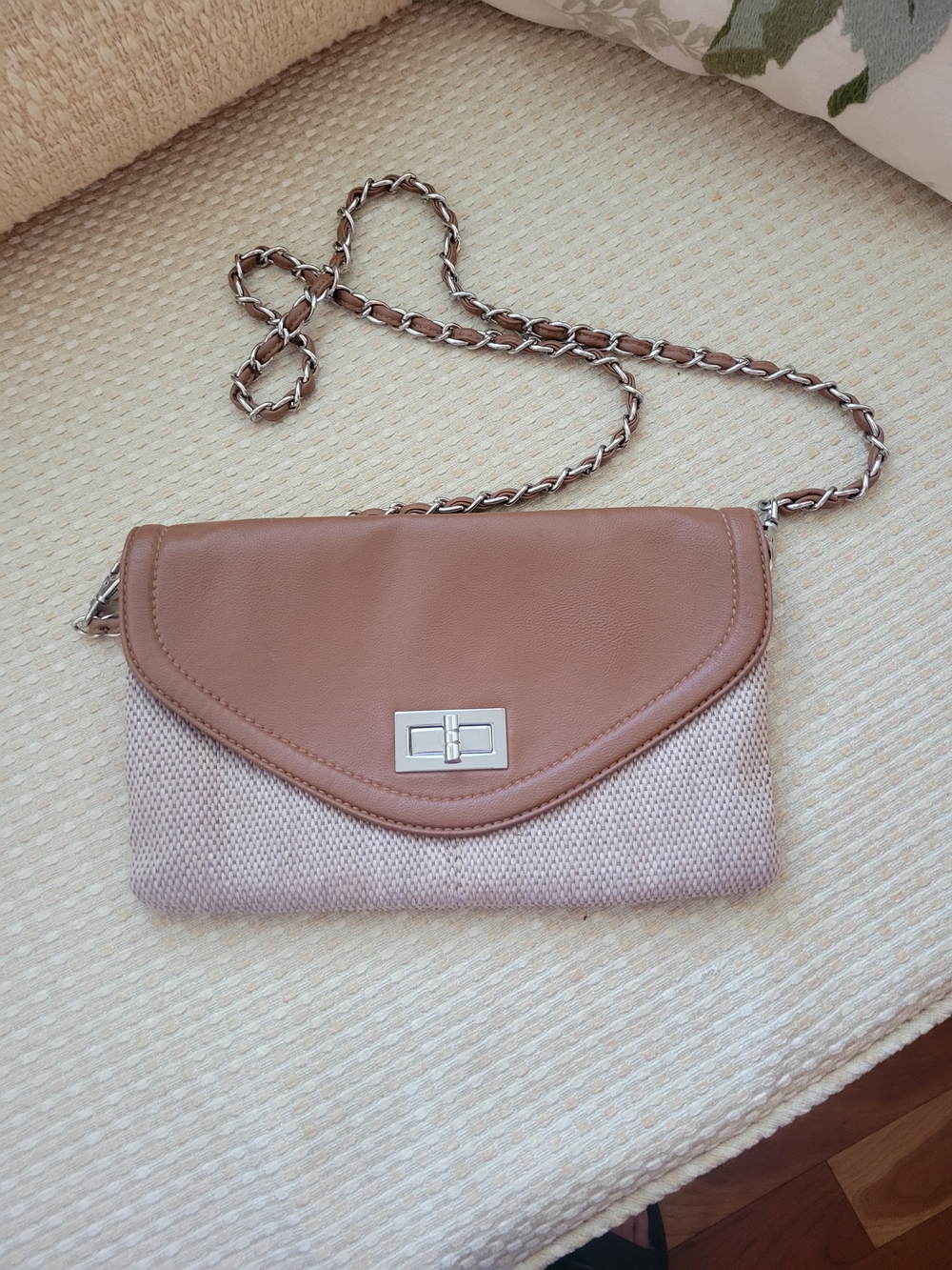 Women’s Straw and Faux Leather Shoulder or Clutch Bag